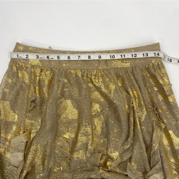 Anthropologie Moulinette Soeurs Fallen Star Gold Ruffle Maxi Skirt Size 6 NWT - Picture 8 of 11